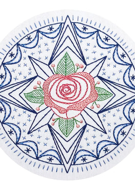 compass rose pre-printed fabric embroidery pattern