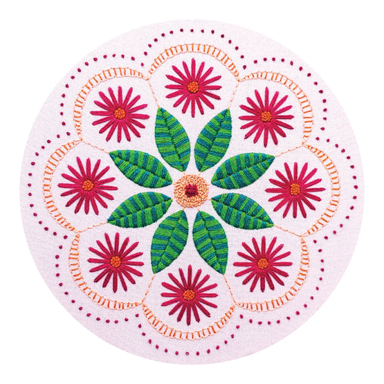 garden mandala pre-printed fabric embroidery pattern