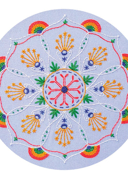 rainbow mandala pre-printed fabric embroidery pattern