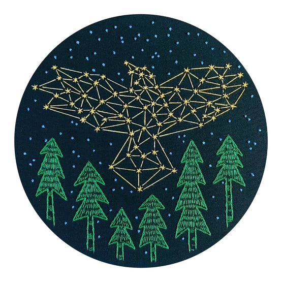 the crow pre-printed fabric embroidery pattern