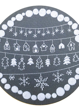 cozy holiday pre-printed fabric embroidery pattern