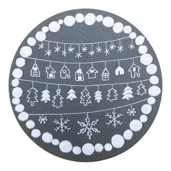 cozy holiday pre-printed fabric embroidery pattern