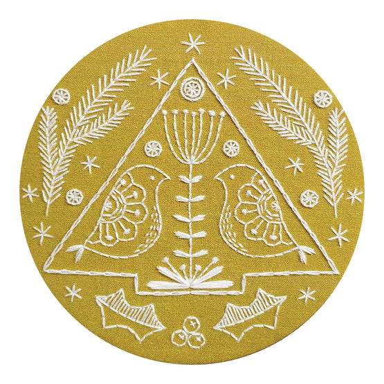 folk holiday pre-printed fabric embroidery pattern