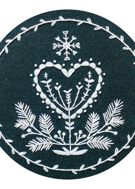 holiday heart pre-printed fabric embroidery pattern