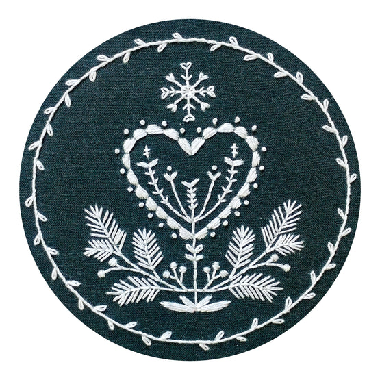 holiday heart pre-printed fabric embroidery pattern