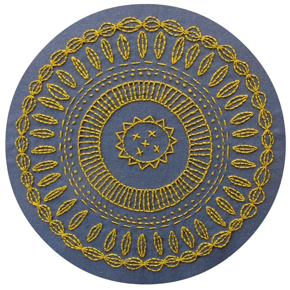 sunflower preprinted fabric embroidery pattern cozyblue