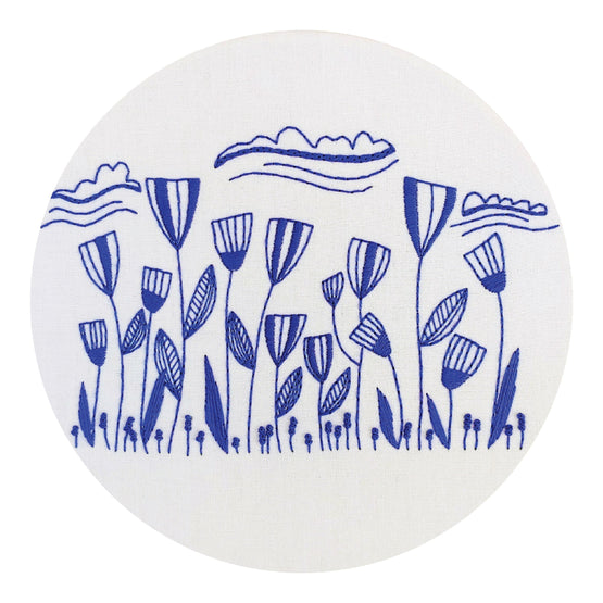 tulip parade pre-printed fabric embroidery pattern