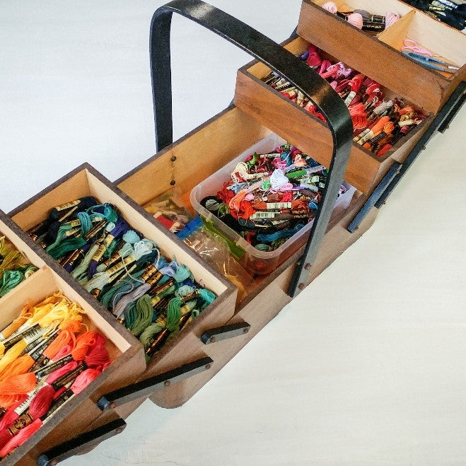 vintage sewing box, summer reading, and miles of sunflowers