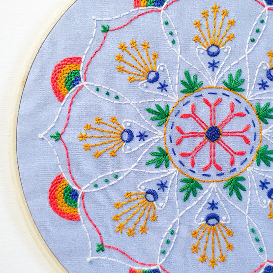 super special VERY limited stock :: rainbow mandala :: fabric + floss pack