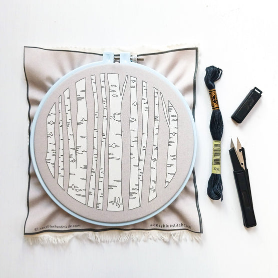 birch forest embroidery kit
