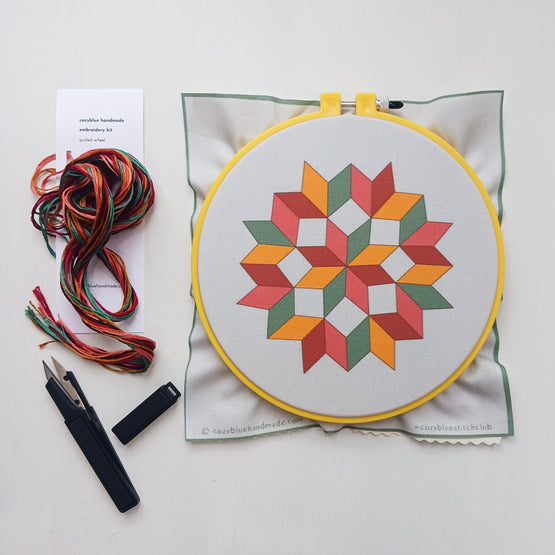 quilted wheel embroidery kit