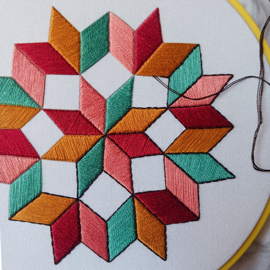 quilted wheel embroidery kit