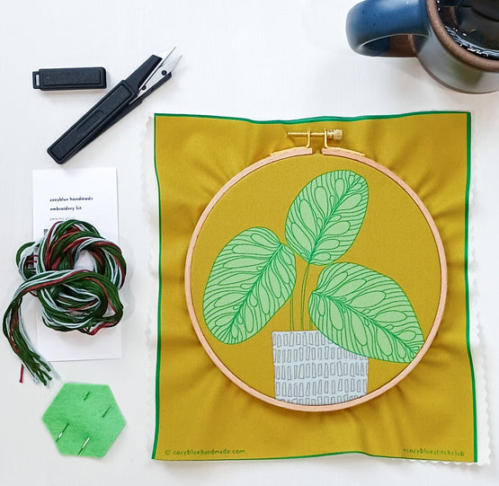 peacock plant embroidery kit