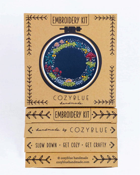 woodland wreath embroidery kit