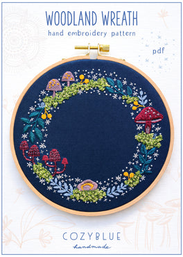 woodland wreath PDF embroidery pattern