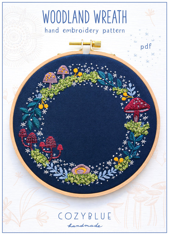 woodland wreath PDF embroidery pattern