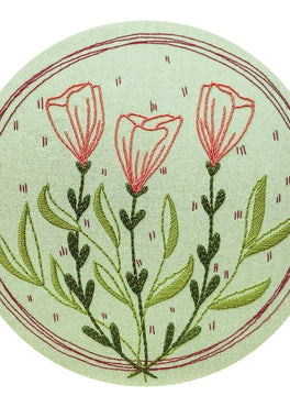 flower moon pre-printed fabric embroidery pattern
