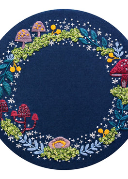 woodland wreath pre-printed fabric embroidery pattern
