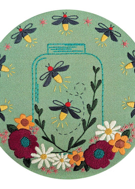 fireflies pre-printed fabric embroidery pattern