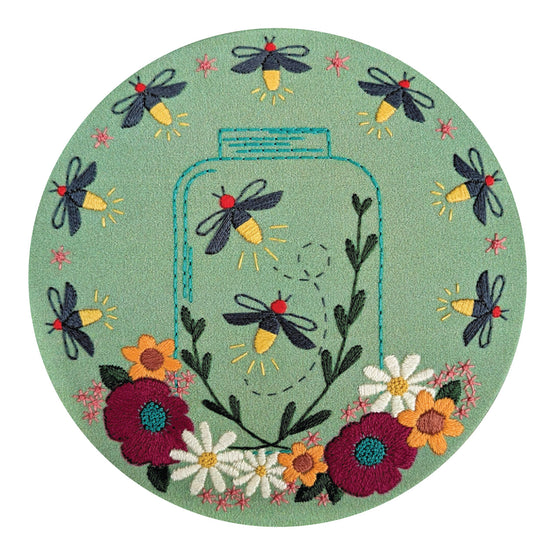 fireflies pre-printed fabric embroidery pattern