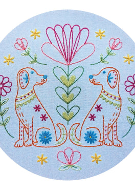 folk tails pre-printed fabric embroidery pattern