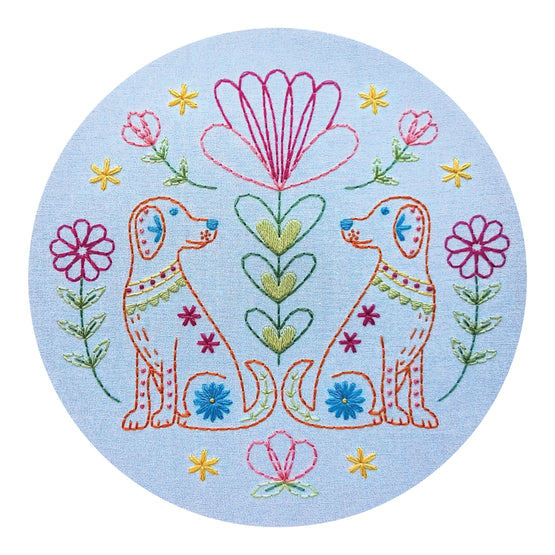 folk tails pre-printed fabric embroidery pattern