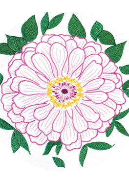 zinnia pre-printed fabric embroidery pattern