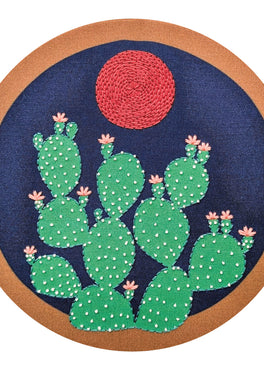 prickly pear pre-printed fabric embroidery pattern