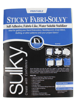sticky-solvy stabilizer - 12 sheets