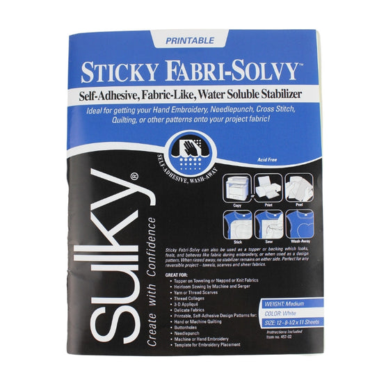 sticky-solvy stabilizer - 12 sheets