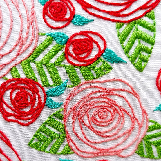 coming up roses embroidery kit