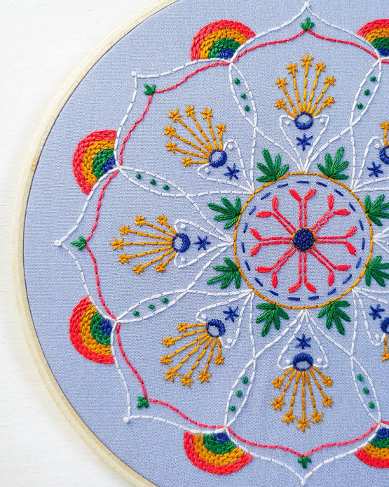 rainbow mandala embroidery kit