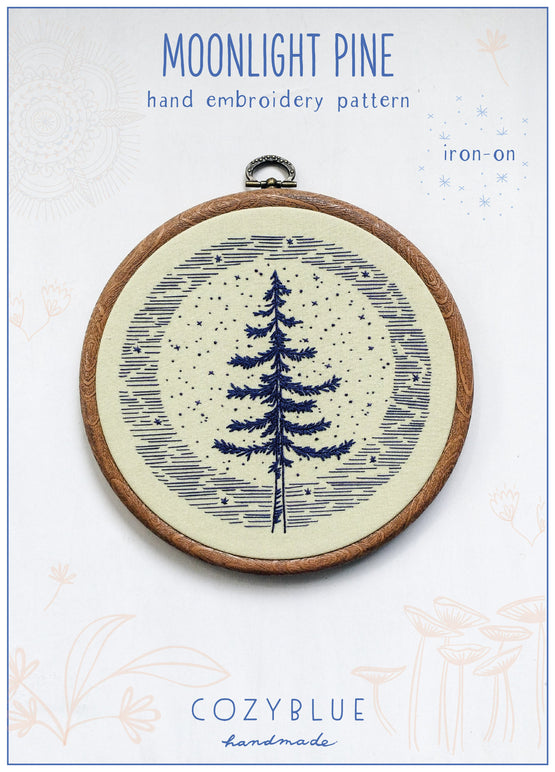 moonlight pine iron-on embroidery pattern