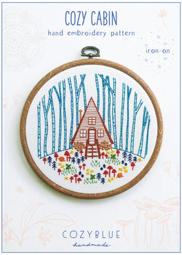 cozy cabin iron-on embroidery pattern