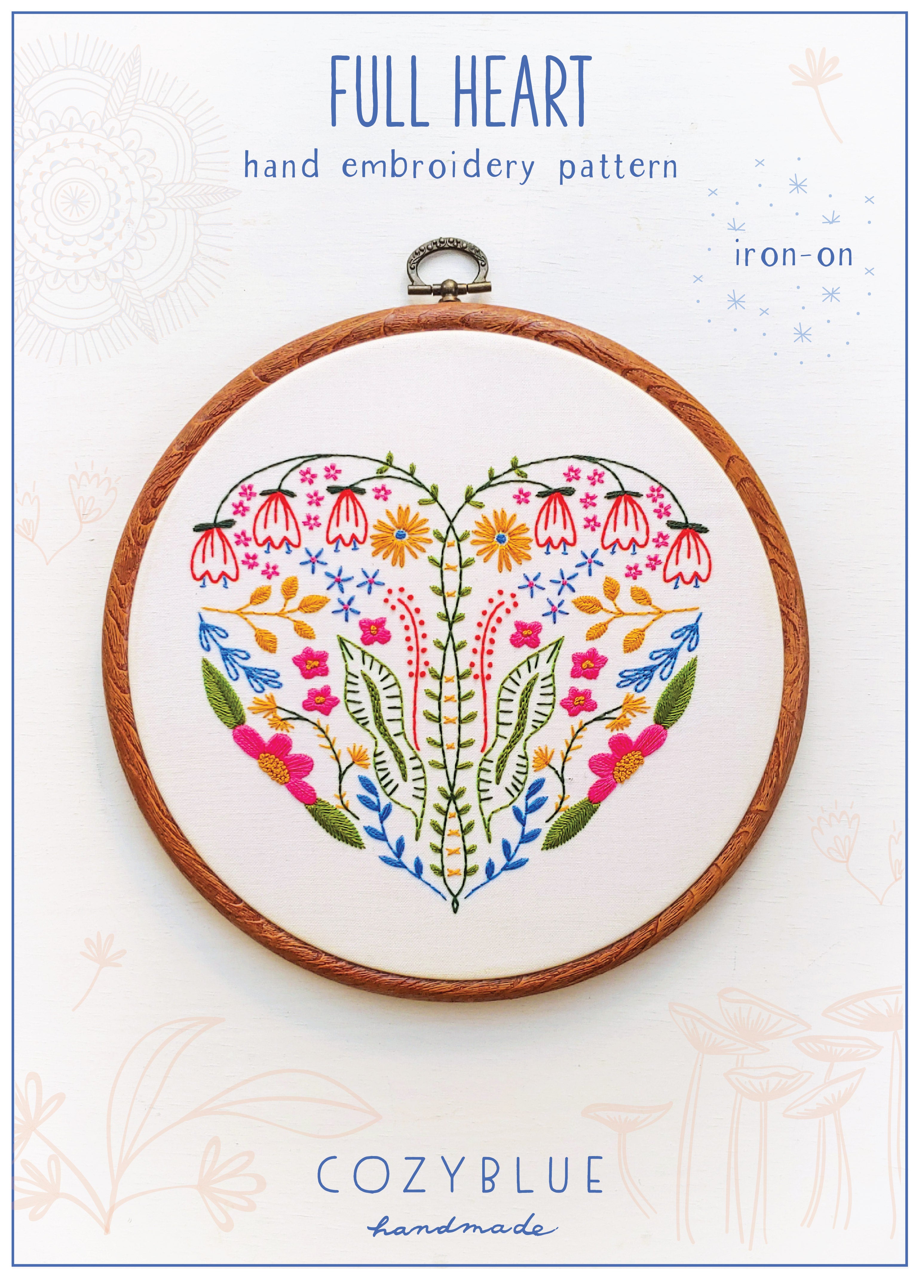 full heart iron-on embroidery pattern – cozyblue