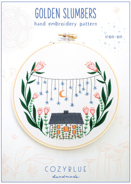 golden slumbers iron-on embroidery pattern