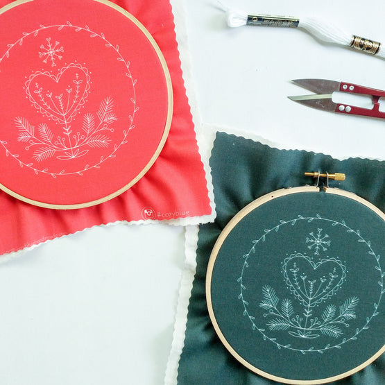 holiday heart embroidery kit