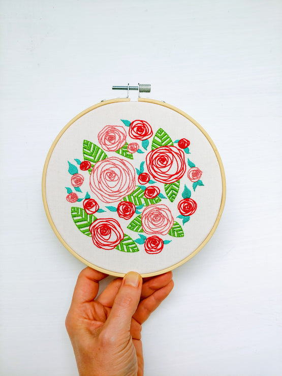 coming up roses embroidery kit