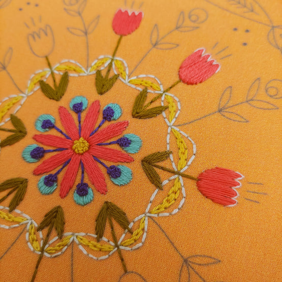 tangerine mandala embroidery kit