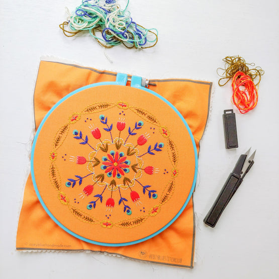 tangerine mandala embroidery kit