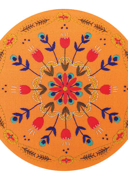 tangerine mandala pre-printed fabric embroidery pattern