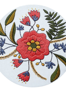 april flowers pre-printed fabric embroidery pattern