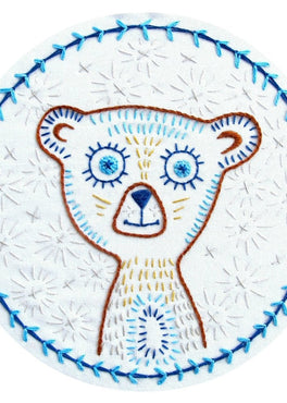 blinky bear pre-printed fabric embroidery pattern