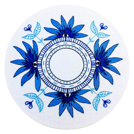 blue eyes pre-printed fabric embroidery pattern