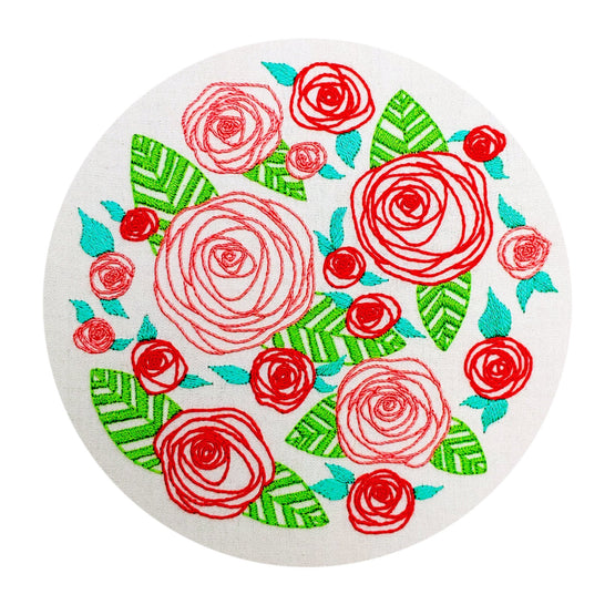 coming up roses pre-printed fabric embroidery pattern