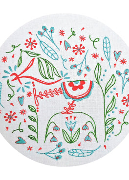 dala horse pre-printed fabric embroidery pattern