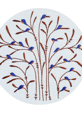 fall : bluebirds pre-printed fabric embroidery pattern