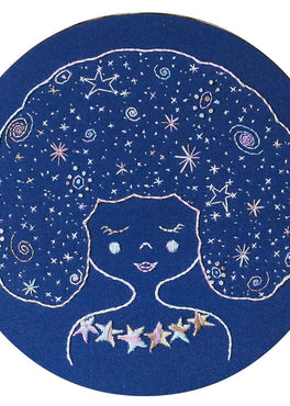 galaxy girl pre-printed fabric embroidery pattern