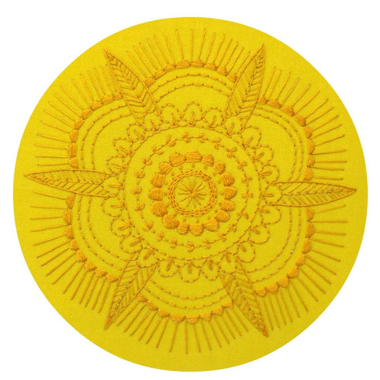 golden mandala pre-printed fabric embroidery pattern