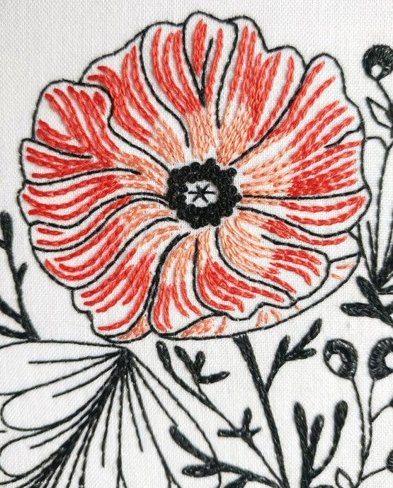 poppy power embroidery kit